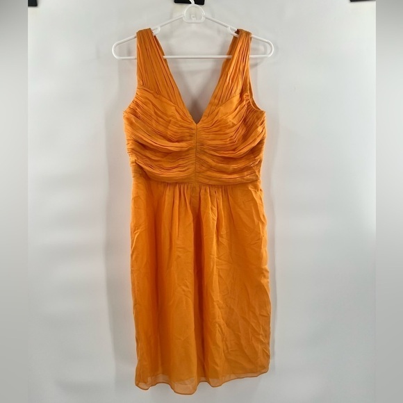 Shoshanna orange dress ruched fit flare size 8 - Picture 1 of 7